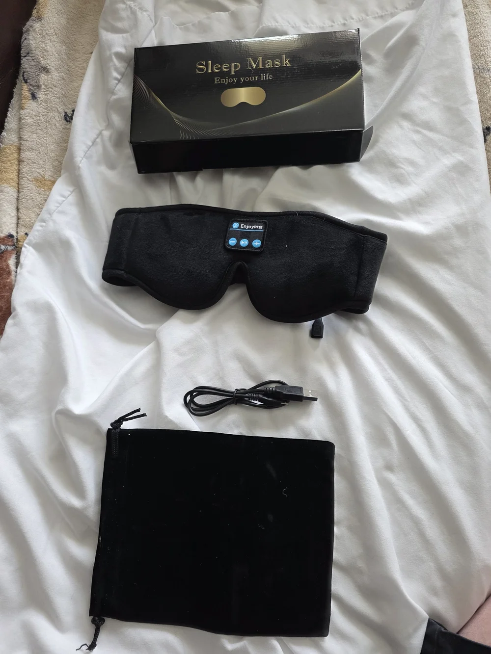 Black Bluetooth Sleep Mask with Built-in Headphones